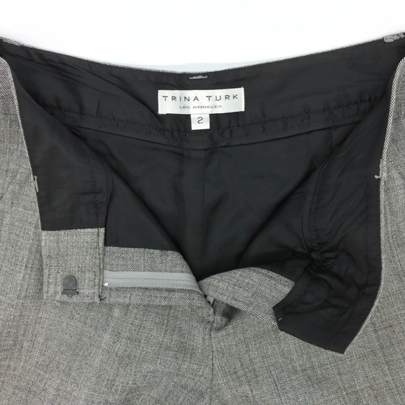 Trina Turk Grey Lined Wool Blend Dress Pants 2 - Picture 2 of 6